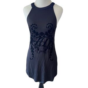 Harley Davidson black tank top tunic blouse velvet graphic HD1903 fringe crochet